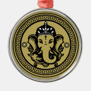 Ornamento De Metal Impressão de Arte Hindu com Tema Ganesha