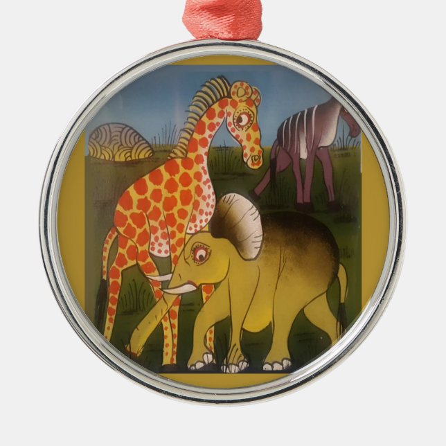 Ornamento De Metal Impressão de Arte Tripartida Africana (Frente)