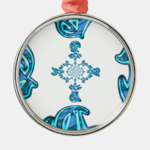 Ornamento De Metal Impressão de Grafite de Teal Cyan Action