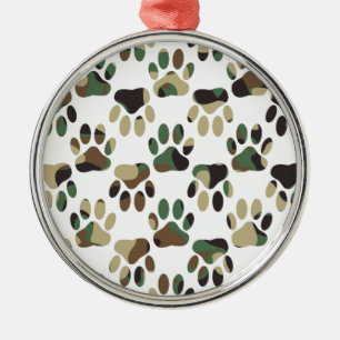 Ornamento De Metal Impressão de Pata de Cachorro Padrão da Camo