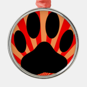 Ornamento De Metal Impressão de Pata de Cachorro Radiante