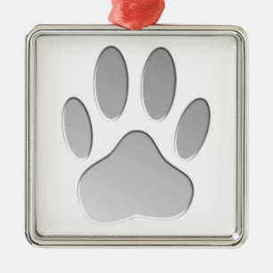 Ornamento De Metal Impressão de Pata de Cão com Aspecto Metálico
