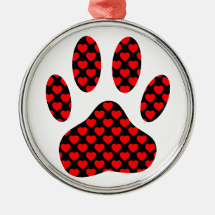 Ornamento De Metal Impressão De Pata De Cão Com Corações