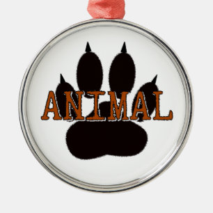Ornamento De Metal Impressão de Paw Animal Preto