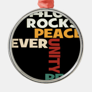 Ornamento De Metal impressão do Love Rocks Peace Art de 2014