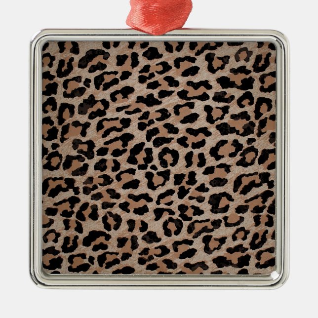 Ornamento De Metal impressão-leopardo-de-chita (Frente)