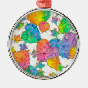 Ornamento De Metal Impressionista Pastel Namorados Hearts