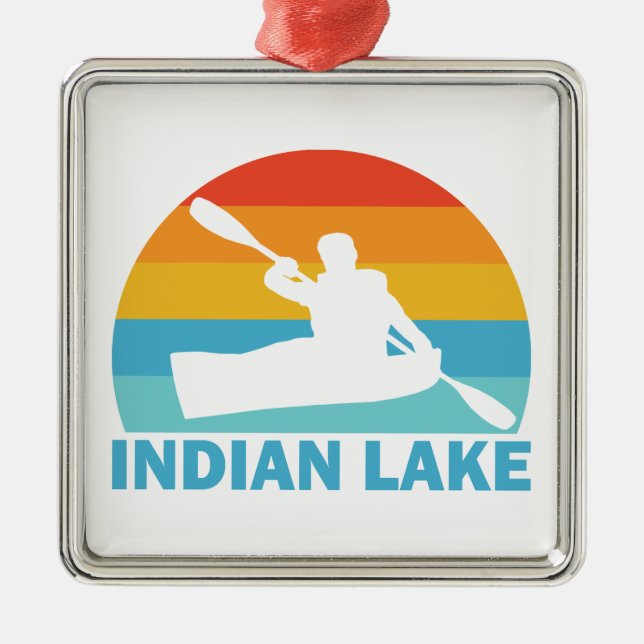 Ornamento De Metal Indian Lake New York Kayak (Frente)