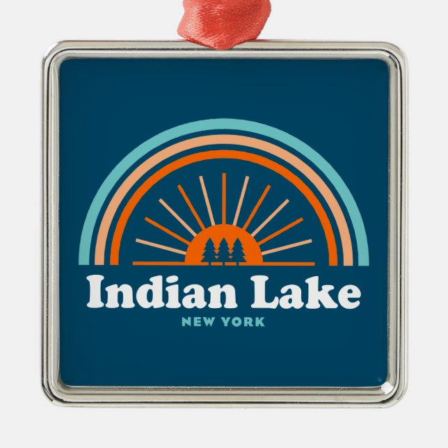 Ornamento De Metal Indian Lake New York Rainbow (Frente)