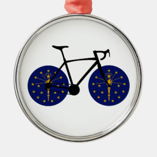 Ornamento De Metal Indiana Flag Cycling