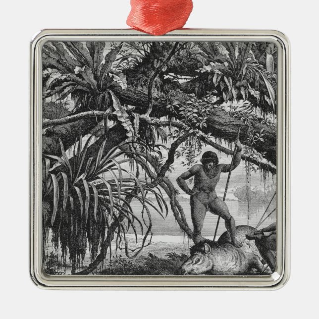 Ornamento De Metal Indianos de Caripuna com tapir (Frente)
