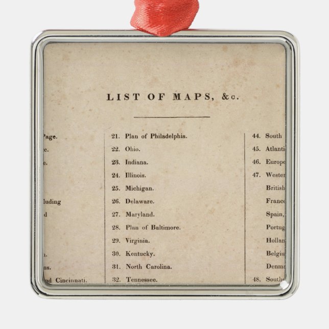 Ornamento De Metal Índice do atlas geral do mundo (Frente)