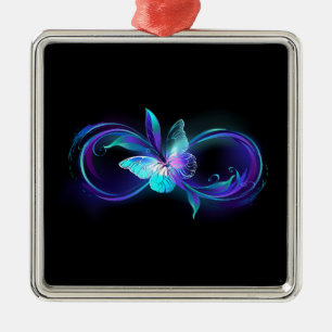 Ornamento De Metal Infinidade brilhante com borboleta mágica