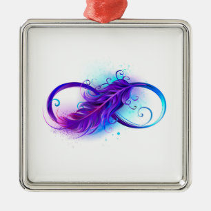 Ornamento De Metal Infinidade com pena roxa