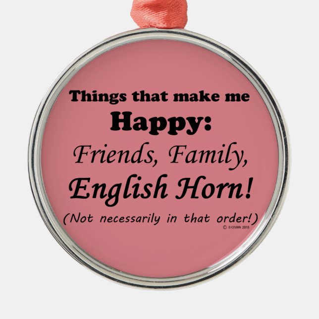 Ornamento De Metal Inglês Horn me faz feliz (Frente)