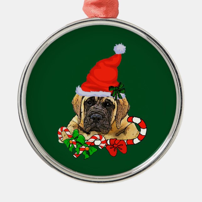 Ornamento De Metal Inglês Mastiff Natal (Frente)