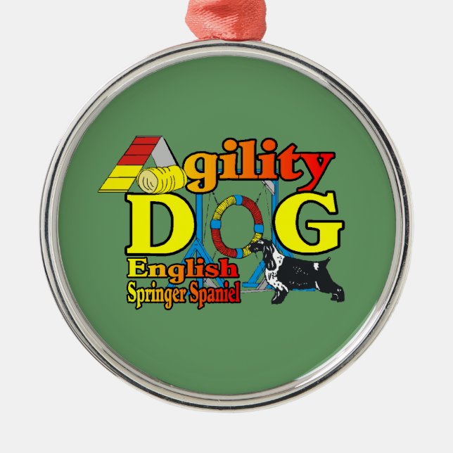 Ornamento De Metal Inglês Springer Spaniel Agilidade (Frente)