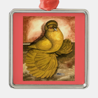 Ornamento De Metal Inglês Trumpeter Pigeon Yellow Self