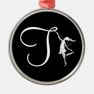 Ornamento De Metal Inicial da fada da arte: T