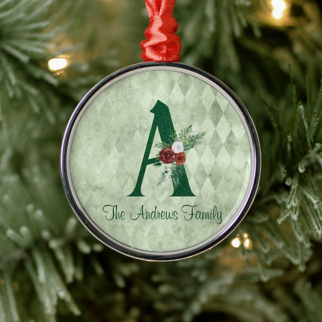 Ornamento De Metal Inverno Floral Ilustrado A Personalizado (Árvore)