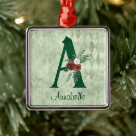 Ornamento De Metal Inverno Floral Ilustrado A Personalizado