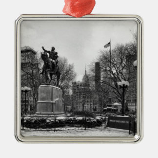 Ornamento De Metal Inverno na Union Square de NYC 001 Preto Branco