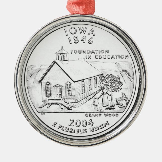 Ornamento De Metal Iowa State Quarter (Frente)