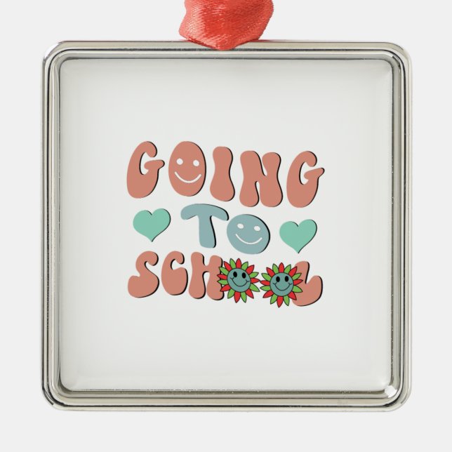 Ornamento De Metal Ir para a escola (Frente)