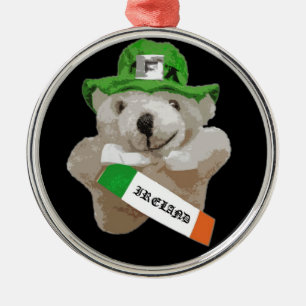 Ornamento De Metal Ireland, urso de ursinho irlandês do Leprechaun,