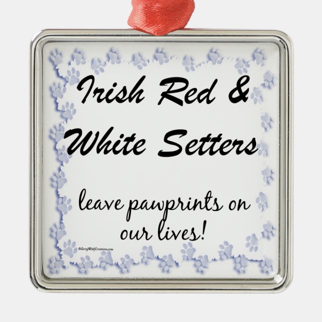 Ornamento De Metal Irish Setters deixa pegadas (Frente)