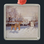 Ornamento De Metal Irlandeses Terriers no inverno<br><div class="desc">Irish Terriers . . . Descobertas de inverno! Venha visitar nosso Compro Maggie Ross Airedales para ver muitos designs sazonais com Terriers Irlandeses em designs criados de minha obra de arte original. Cada design é personalizável usando nossa ferramenta de texto fácil e disponível para compra em roupas, novidades e presentes!...</div>