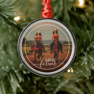 Ornamento De Metal Irmãs Personalizadas de Modelo de Fotografia para