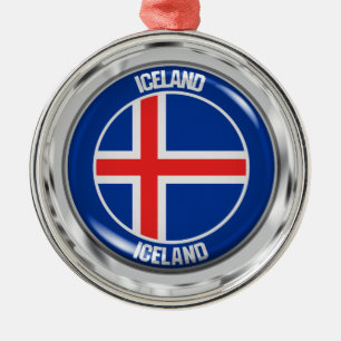 Ornamento De Metal Islândia Round Emblem