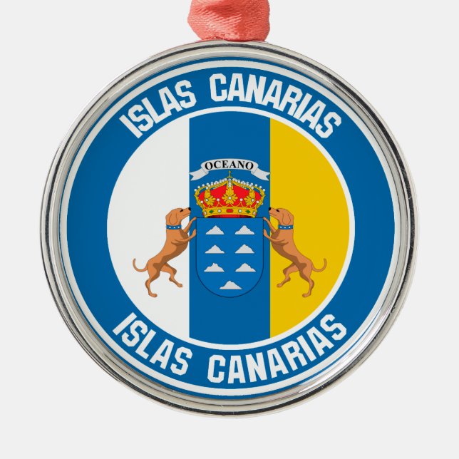 Ornamento De Metal Islas Canarias Round Emblem (Frente)