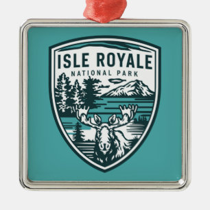 Ornamento De Metal Isle Royale National Park Wildlife Emblem