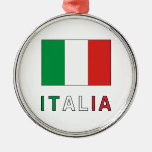 Ornamento De Metal Italia Flag & Word