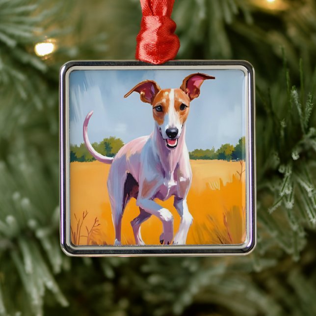 Ornamento De Metal Italian Greyhound | Dog Watercolor Painting (Árvore)