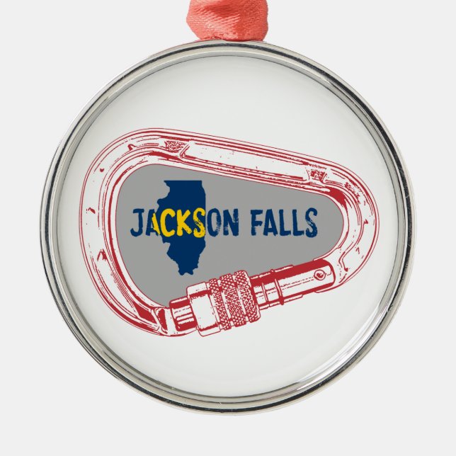 Ornamento De Metal Jackson Falls Illinois Rock Escalbing Carabiner (Frente)