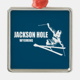 Ornamento De Metal Jackson Hole Wyoming Skier