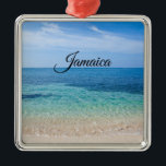 Ornamento De Metal Jamaica Beach<br><div class="desc">Linda maré de oceano rolando para uma praia na Jamaica,  no Mar Caribe</div>