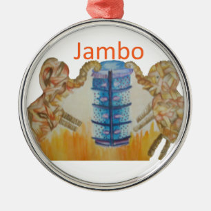 Ornamento De Metal Jambo Jumbo African Kids Elephants Art Impressão