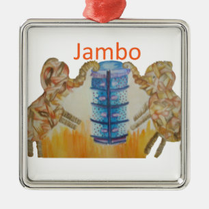 Ornamento De Metal Jambo Jumbo African Kids Elephants Art Impressão