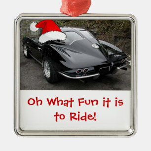 Ornamento De Metal Janela de Divisão da Corvette de Natal