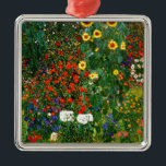 Ornamento De Metal Jardim de fazenda com girassóis por Gustav Klimt<br><div class="desc">Jardim de fazenda com girassóis,  famosa pintura de Gustav Klimt</div>