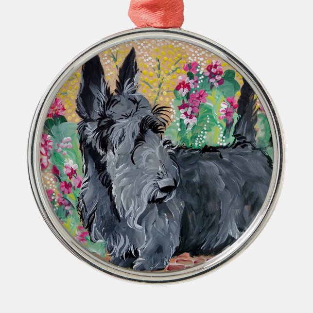 Ornamento De Metal Jardim de Terrier do Scottish (Frente)