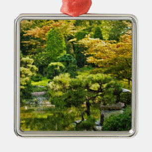 Ornamento De Metal Jardim Japonês - Estética Tradicional