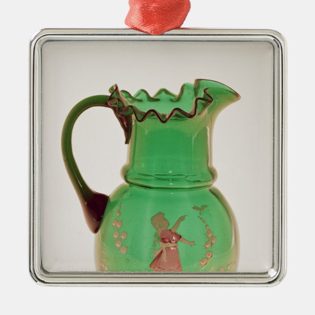 Ornamento De Metal Jarro verde de Mary Gregory com esmalte ateado (Frente)