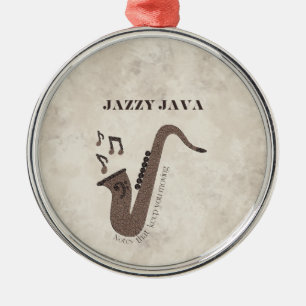 Ornamento De Metal Java Jazzy - Grãos de Café - Saxofone-