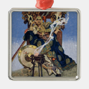 Ornamento De Metal JC Leyendecker Rainha Maeve Guerreira Celta