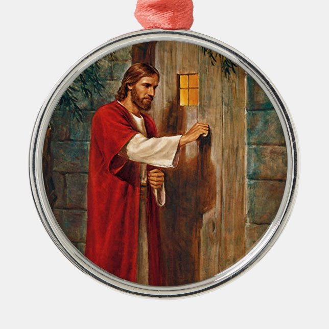 Ornamento De Metal Jesus bate na porta (Frente)